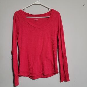 Womens Express Small Red Top Relaxed Fit Slub Oversized Holidays‎ Holidays Shirt